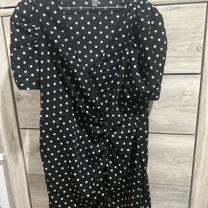 SHEIN Black and White Polka Dot Midi Dress
